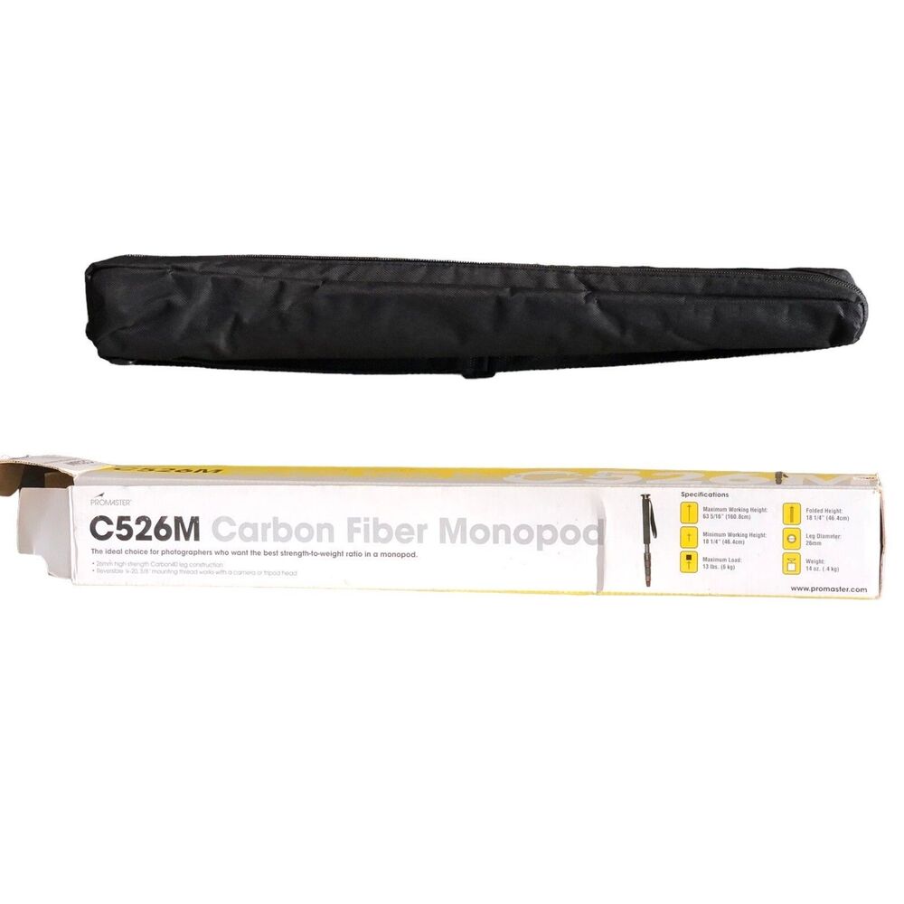 New Monopod ProMaster C526M Carbon Fiber 18.25” - 63 5/16” Working Height & Case